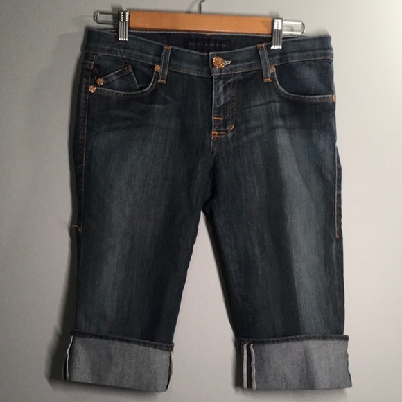 Rock & Republic Double R Embroidered Jeans Womens Size 6 28 capri stitch cuff - Picture 2 of 16